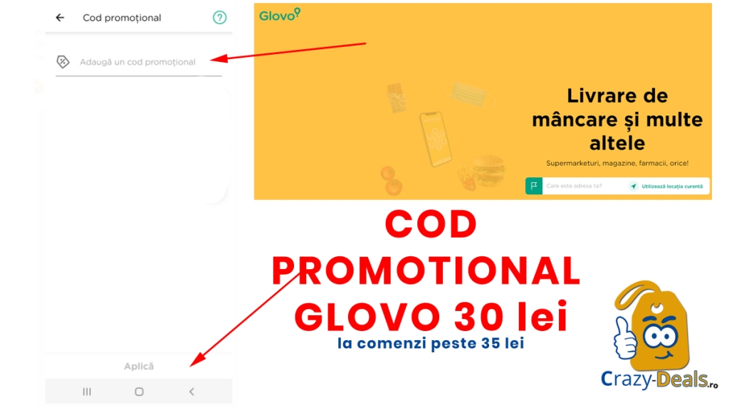 Cod promotional Glovo 30 lei la comenzi peste 35 lei