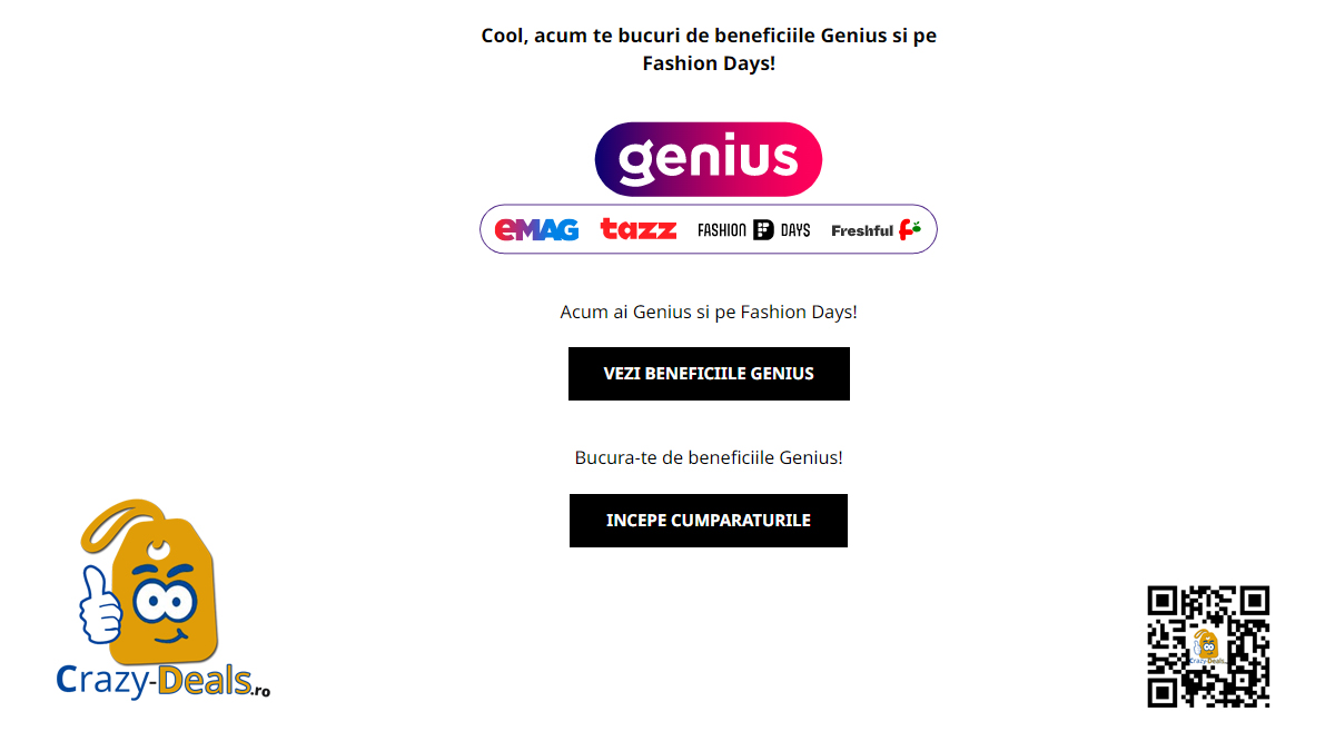 GhiduriUtile Beneficiile Genius pe Fashion Days, cum devii client Genius și cum folosești codul Genius