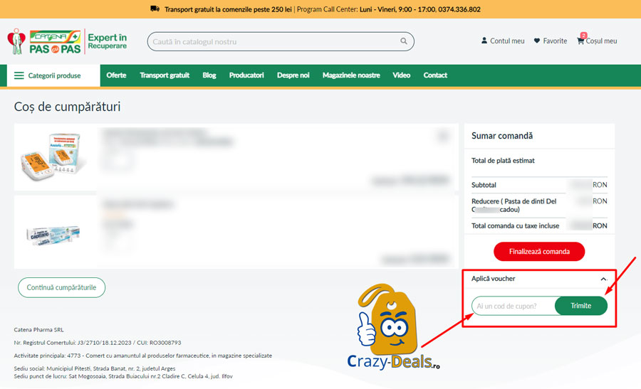 Cum activezi un cupon reducere pe Catena Pas cu Pas