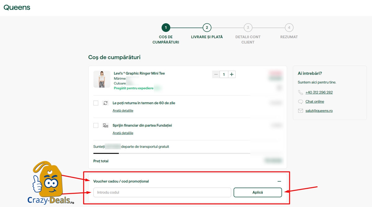 cum aplic un cod reducere au voucher pe Queens