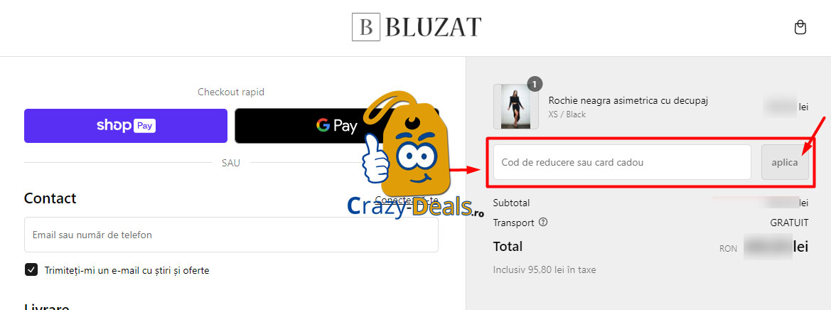 Cum activezi un cod reducere pe Bluzat