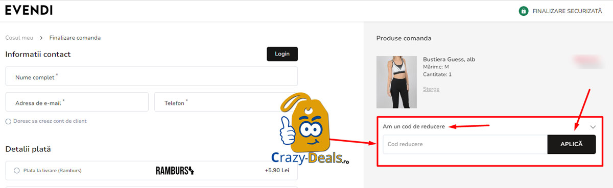 Cum activezi un cod reducere pe Evendi