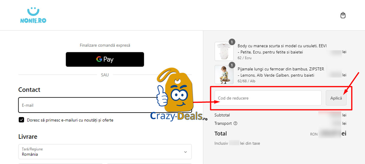 Cum activezi un cod reducere pe Nonie