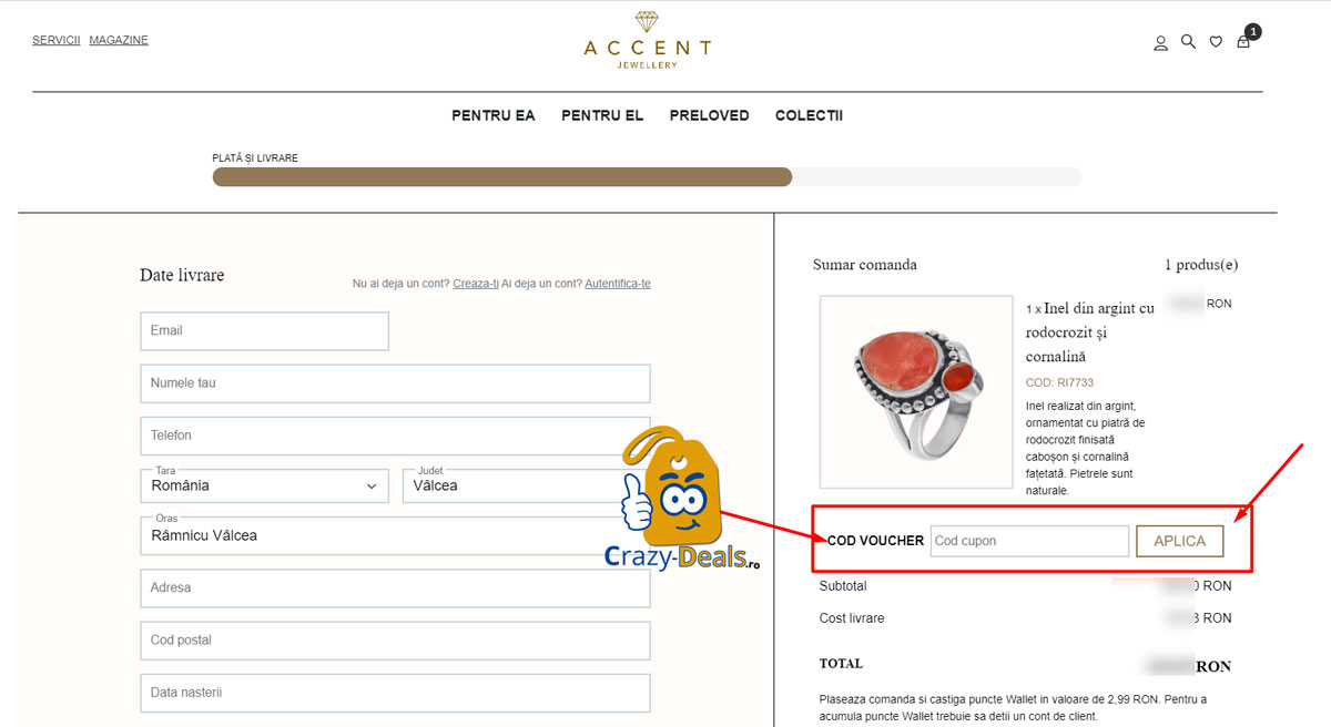 Cum să folosești un cod de reducere Accent Bijuterii