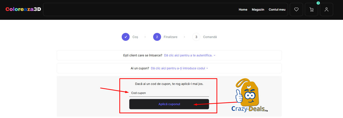 Cum să folosești un cod de reducere Coloreaza3D